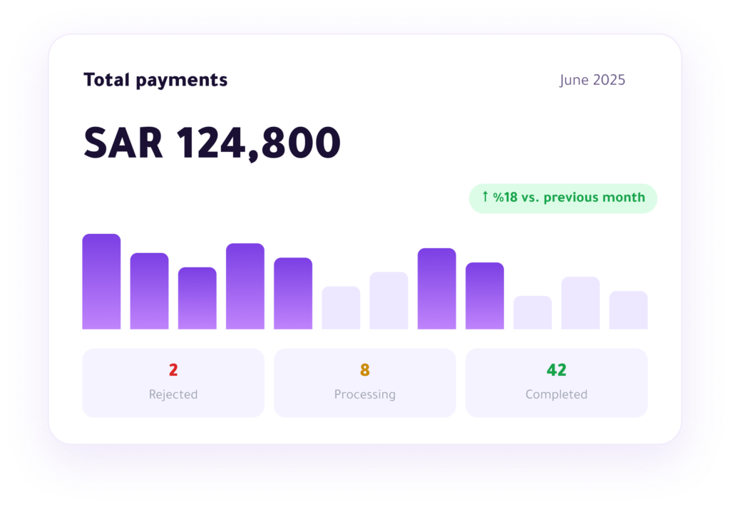 Enfaq Dashboard – Track total company payments with real-time status reports